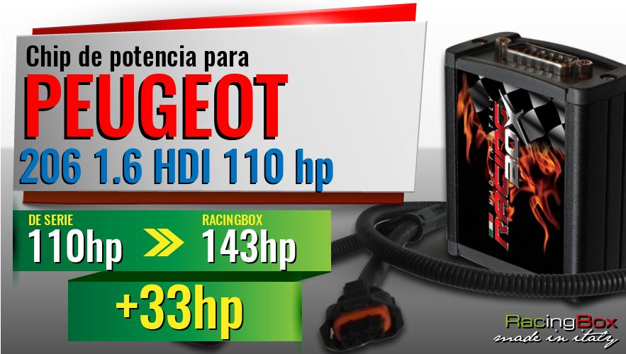 Chip de potencia Peugeot 206 1.6 HDI 110 hp aumento de potencia