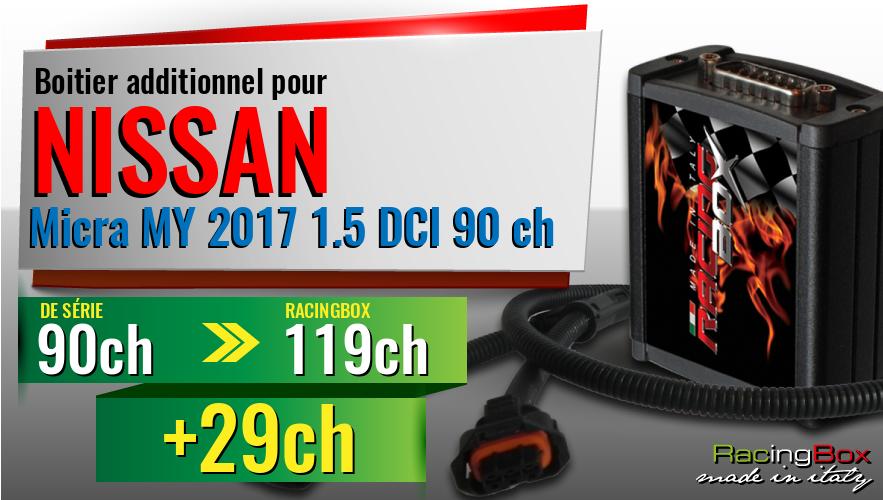 Boitier additionnel Nissan Micra MY 2017 1.5 DCI 90 ch augmentation de puissance