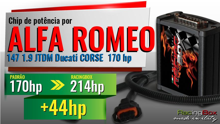 Chip de potência Alfa Romeo 147 1.9 JTDM Ducati CORSE 170 hp aumento de potência
