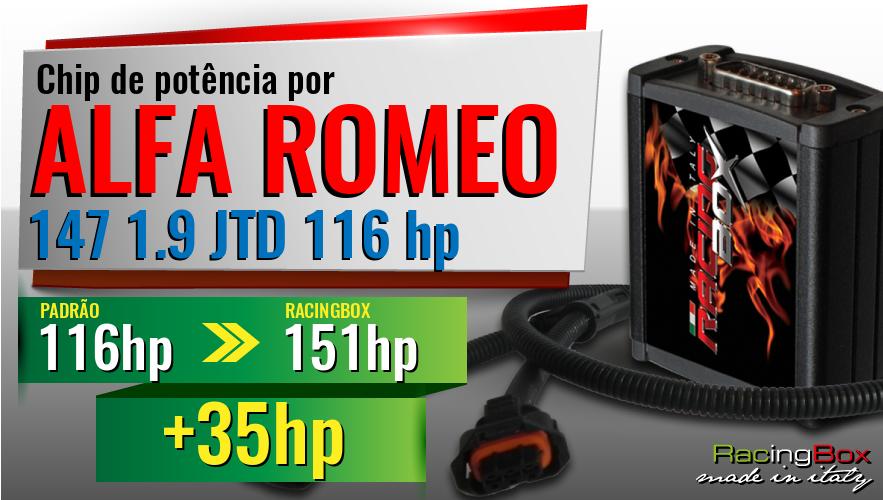 Chip de potência Alfa Romeo 147 1.9 JTD 116 hp aumento de pot&ecirc;ncia