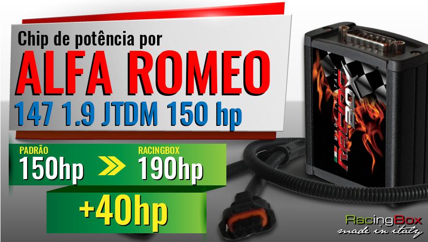 Chip de potência Alfa Romeo 147 1.9 JTDM 150 hp aumento de pot&ecirc;ncia