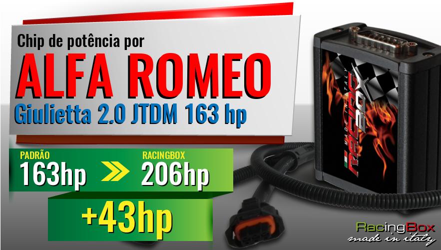 Chip de potência Alfa Romeo Giulietta 2.0 JTDM 163 hp aumento de pot&ecirc;ncia