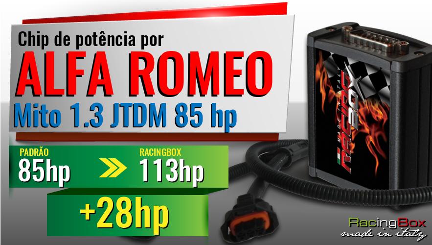 Chip de potência Alfa Romeo Mito 1.3 JTDM 85 hp aumento de pot&ecirc;ncia
