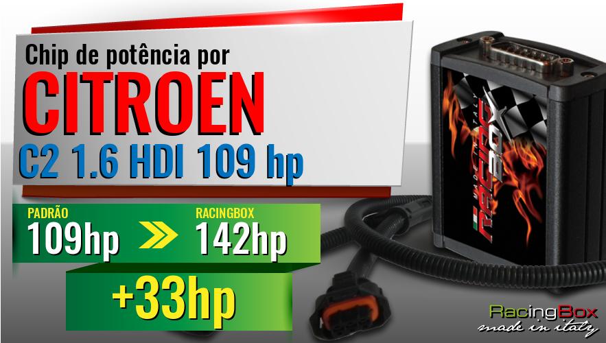 Chip de potência Citroen C2 1.6 HDI 109 hp aumento de potência