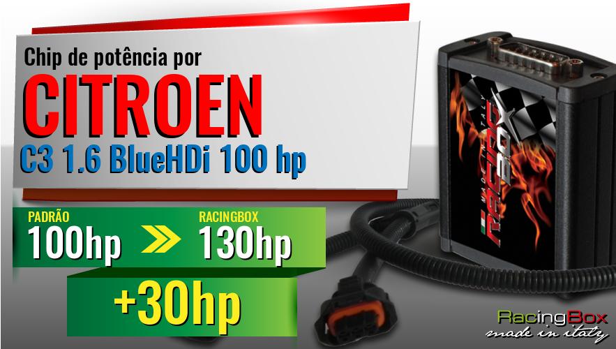 Chip de potência Citroen C3 1.6 BlueHDi 100 hp aumento de potência