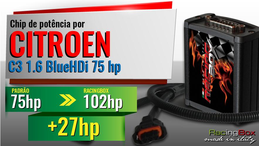 Chip de potência Citroen C3 1.6 BlueHDi 75 hp aumento de potência