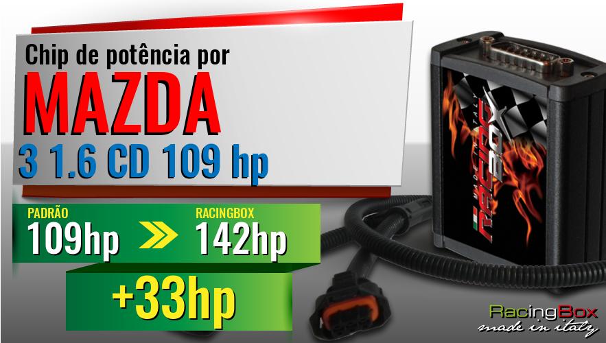 Chip de potência Mazda 3 1.6 CD 109 hp aumento de potência