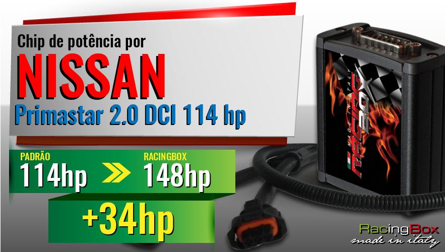 Chip de potência Nissan Primastar 2.0 DCI 114 hp aumento de pot&ecirc;ncia