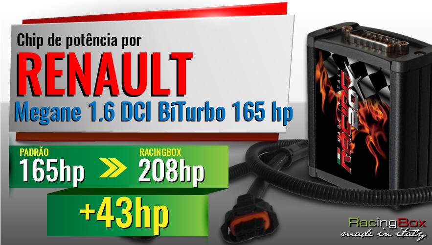 Chip de potência Renault Megane 1.6 DCI BiTurbo 165 hp aumento de pot&ecirc;ncia