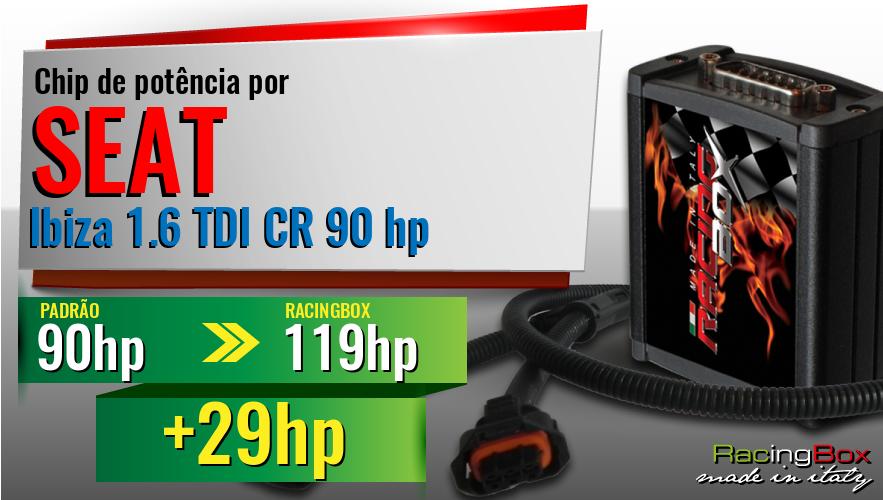 Chip de potência Seat Ibiza 1.6 TDI CR 90 hp aumento de pot&ecirc;ncia