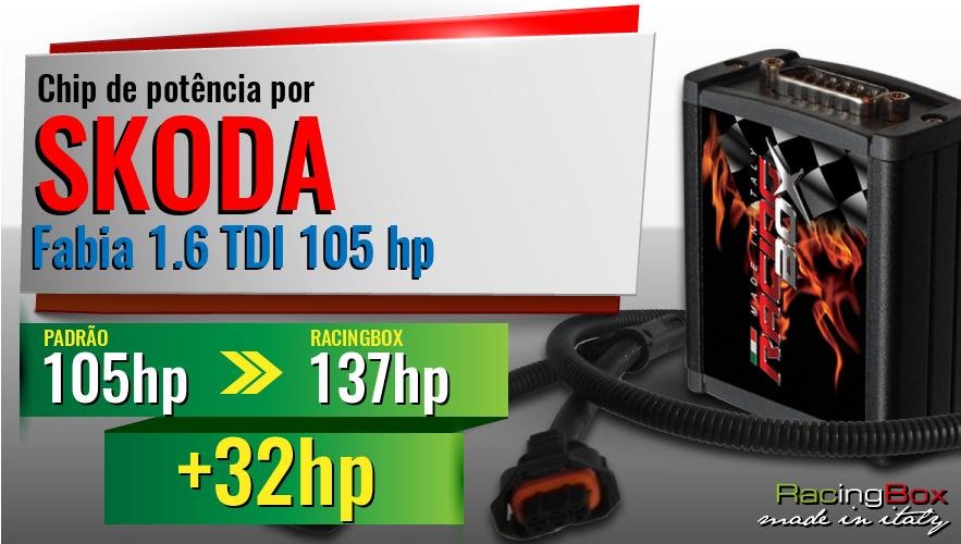 Chip de potência Skoda Fabia 1.6 TDI 105 hp aumento de pot&ecirc;ncia