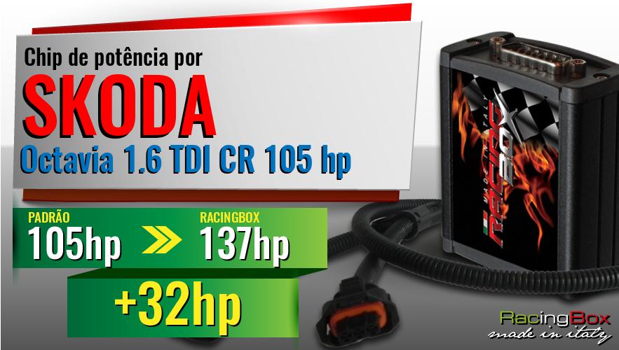 Chip de potência Skoda Octavia 1.6 TDI CR 105 hp aumento de pot&ecirc;ncia