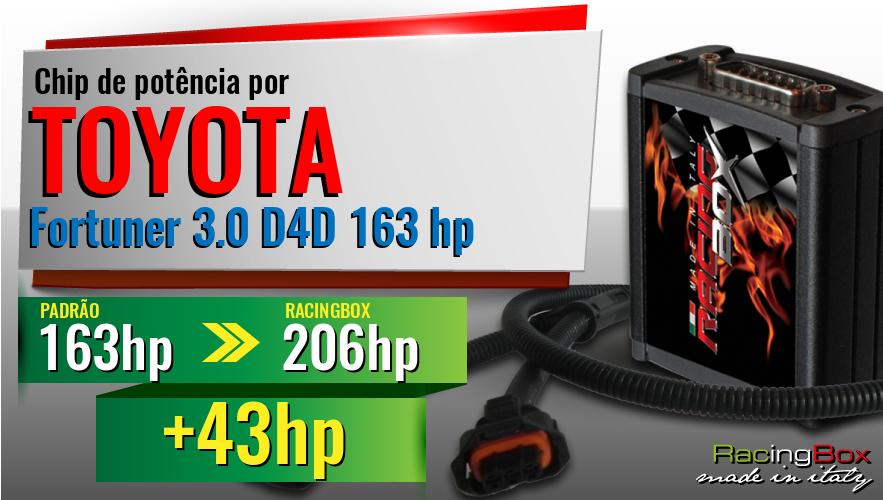 Chip de potência Toyota Fortuner 3.0 D4D 163 hp aumento de potência