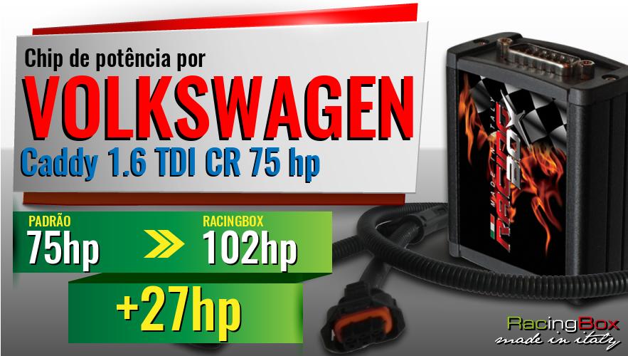 Chip de potência Volkswagen Caddy 1.6 TDI CR 75 hp aumento de pot&ecirc;ncia