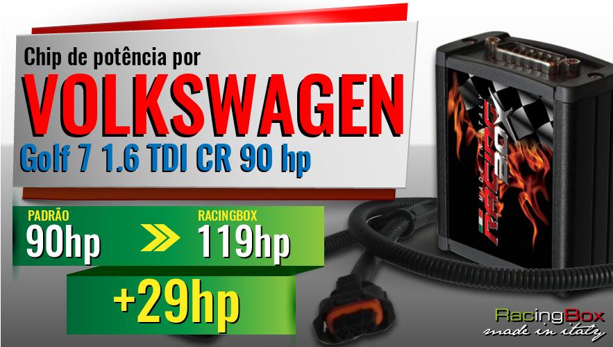Chip de potência Volkswagen Golf 7 1.6 TDI CR 90 hp aumento de pot&ecirc;ncia